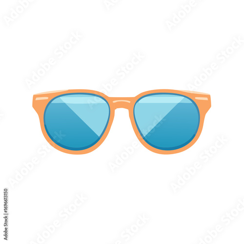 Stylish Sunglasses with Orange Frames and Blue Lenses for Summer Holidays or Vacations