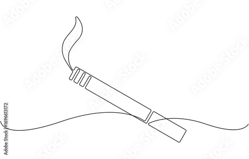 Cigarette Icon Line Art, One continuous single drawn line art.