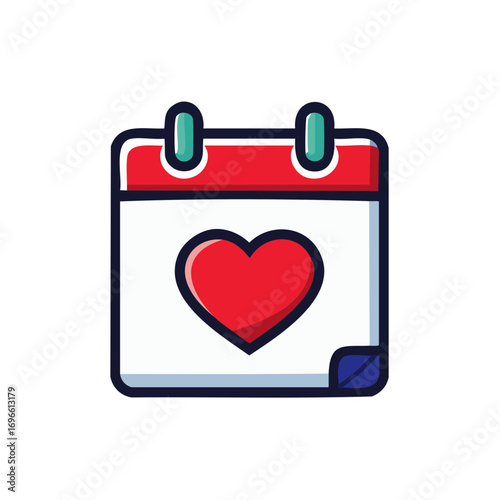 Valentine's Day Calendar with Heart Symbol Illustration