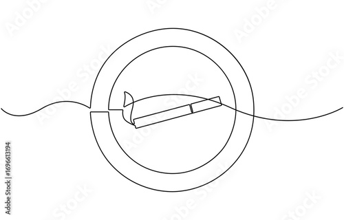 Cigarette Icon Line Art, One continuous single drawn line art.