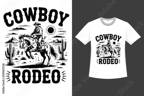 Cowboy Rodeo A Western illustration T-shirt Design
