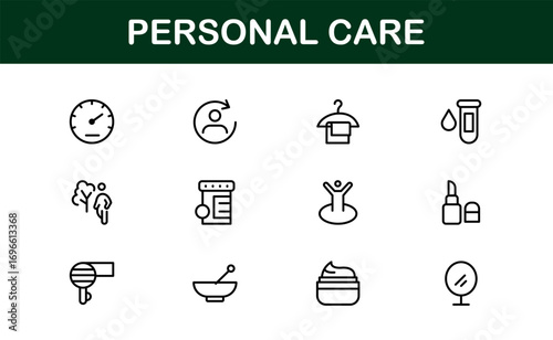 Minimal personal care icons for wellness and lifestyle design. Ideal for apps, presentations, and websites with clean, premium, and professional hygiene visuals.