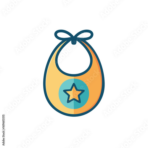 Baby bib with star icon simple illustration toddler feeding accessory