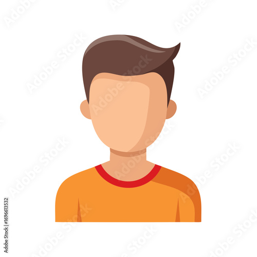 Faceless Man in Orange Shirt Illustration Avatar Icon Graphic Design