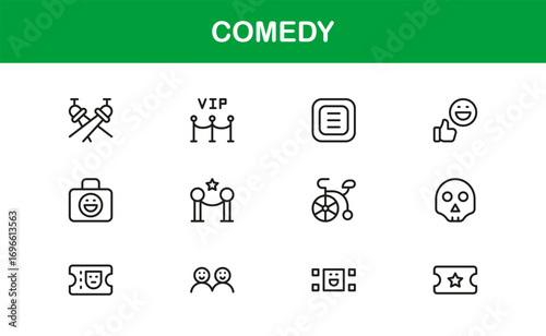 Minimal comedy icons designed for fun, parody, and humor branding. Perfect for apps, websites, and entertainment presentations with premium visuals.