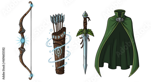Elven Arsenal: Bow, Arrows, Sword and Cloak of Adventure