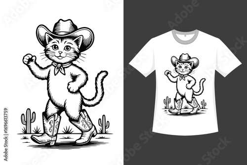 A Cut cat Western-Style Illustration