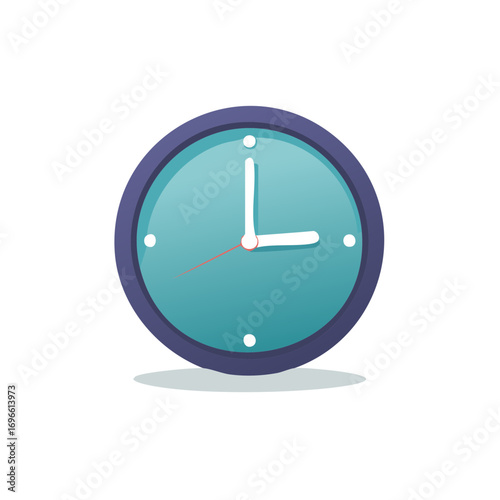 Turquoise wall clock with hour, minute, and second hands indicating the time