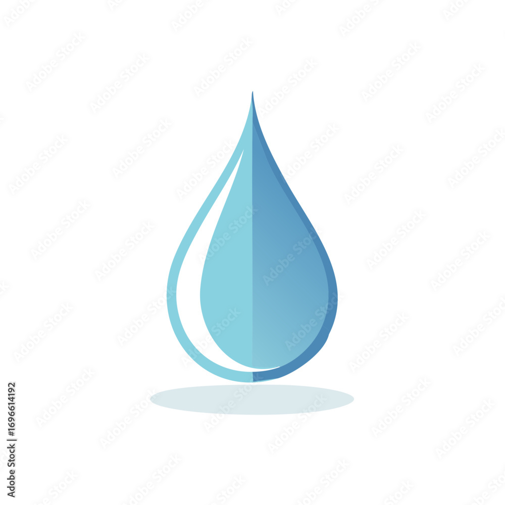 Fototapeta premium Water Drop Illustration. Water Droplet Digital Icon. Blue Water Symbol.
