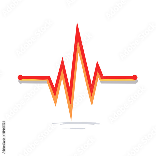 Red and Orange Pulse Trace Illustration with Sharp Spikes on White Background