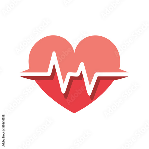 Stylized Heartbeat Icon Red Heart Rhythm Monitoring Symbol Vector
