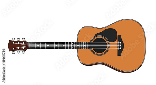 Minimalist Illustration of an Acoustic Guitar Highlighting String and Body Design for Music Enthusiasts and Creative Artists