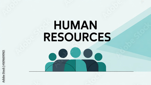 Human resources team depicted with abstract figures and modern design elements on a light backdrop