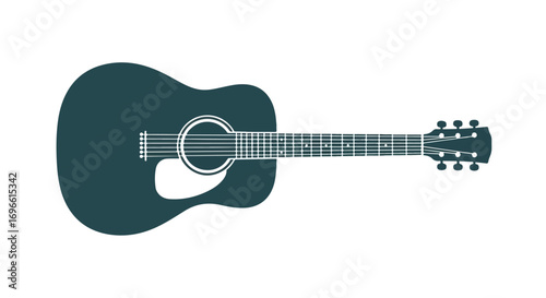 Minimalist Illustration of an Acoustic Guitar with Focus on Shape and Design for Music and Instrument Enthusiasts