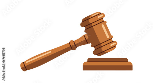 Illustration of a wooden gavel representing legal authority and courtroom proceedings in a detailed digital drawing with a plain white background