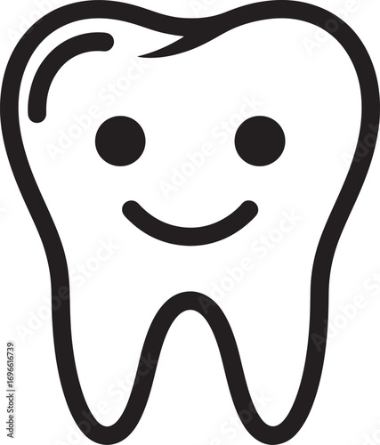Happy tooth character illustration for dental care hygiene and oral health concept