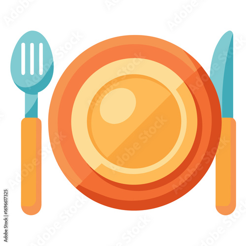 Clean vector illustration of a white ceramic dinner plate