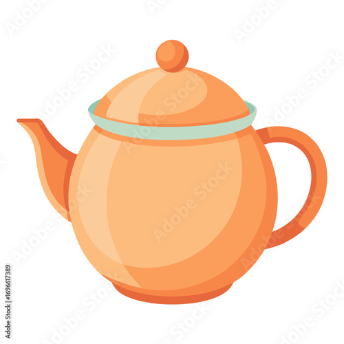 Modern flat ceramic teapot with lid vector illustration