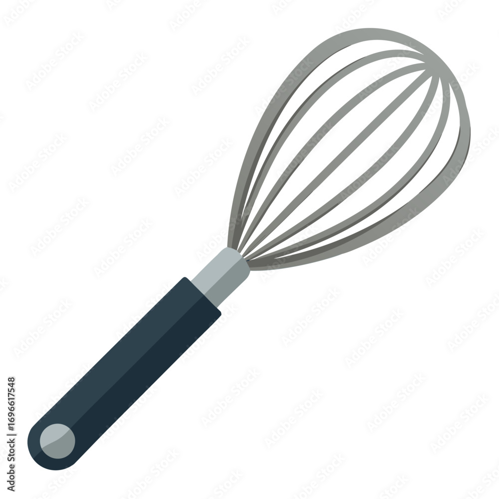 Fototapeta premium Flat stainless steel whisk kitchen utensil illustration