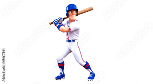 cartoon baseball player a powerful swing, anticipation, and the thrill of victory, isolated on transparent background