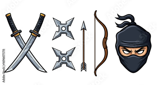 Ninja Warrior Arsenal: An Array of Deadly Weapons and Skilled Fighter