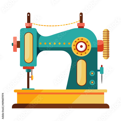 Modern style illustration of a vintage sewing machine