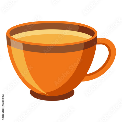 Simple ceramic tea cup flat vector design on white background