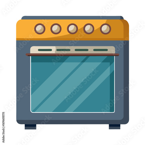 Modern kitchen oven flat vector design on white background