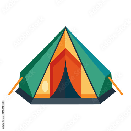 Flat style camping tent illustration on a white background
