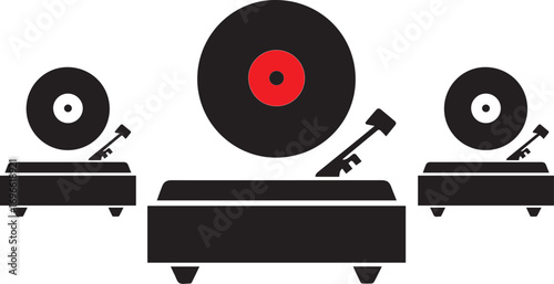 Vintage record player silhouette for music and audio design