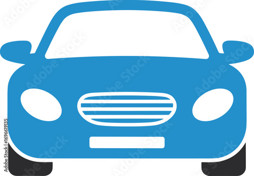 Blue Car Icon on a White Background