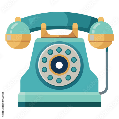 Retro rotary phone flat vector illustration with a vintage feel