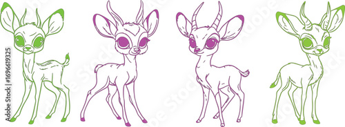 Cute baby deer silhouette with big eyes