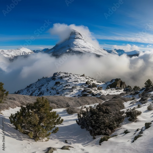 Scenic Alpine Winter Landscape with Snow-Covered Mountains