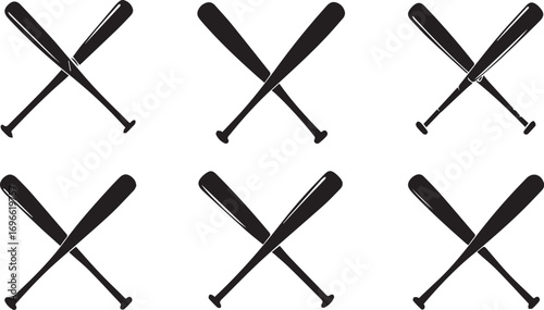 Crossed baseball bats silhouette