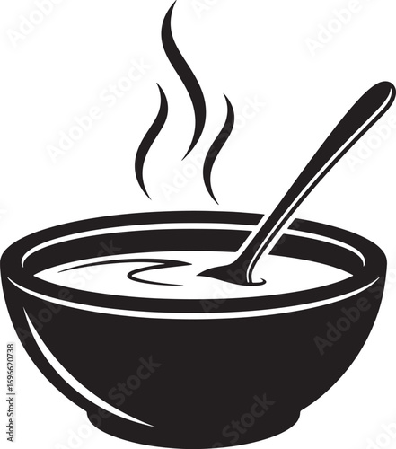 Hot soup bowl with steam rising vector graphic illustration design template delicious dish
