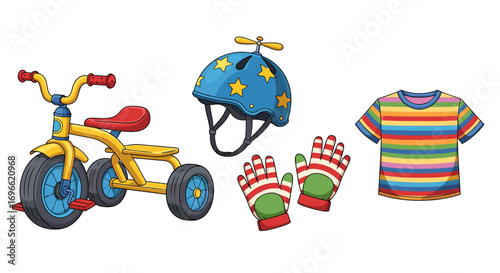 Bright Child's Play Set with Tricycle, Helmet, Gloves and Shirt