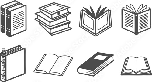 Vector art of collection of book icons