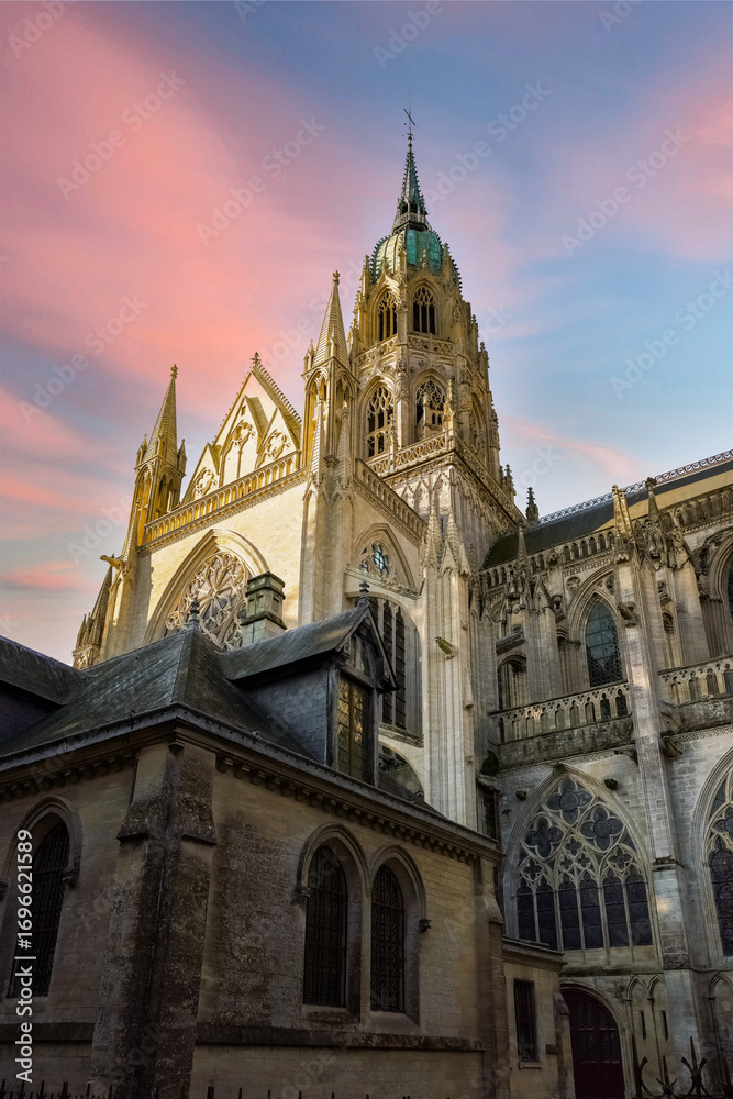 Fototapeta premium Bayeux, Normandy, the Notre-Dame cathedral in the historic center 