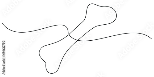 Dog bone continuous one line drawing. Vector illustration
