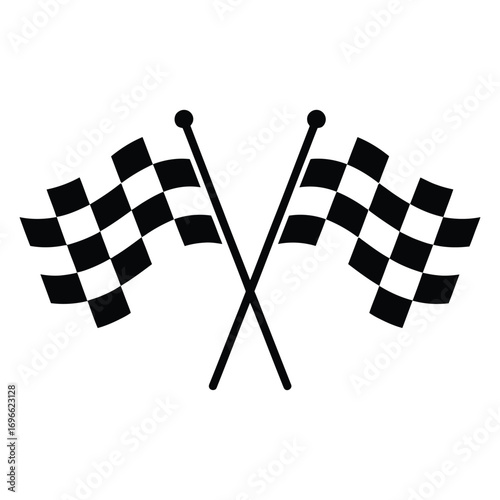 Two crossed checkered flags symbolizing racing and victory