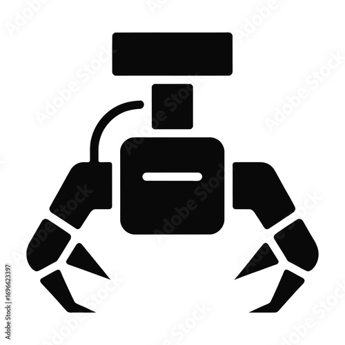 Robotic arm with gripper icon