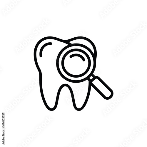 Tooth Examination Icon With Magnifying Glass dental