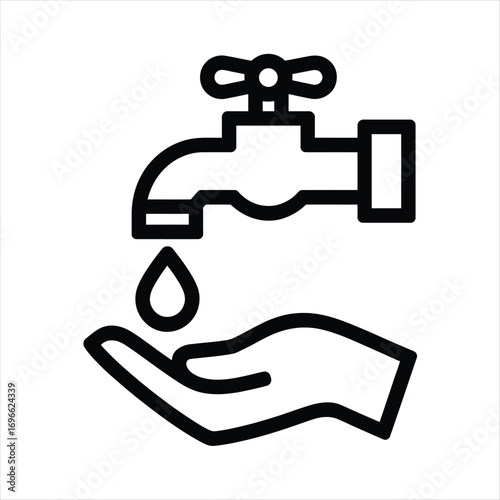 Hand Washing Icon With Water Droplet And Faucet vector