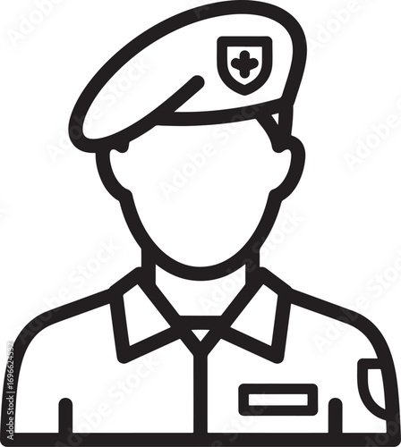 Icon of a soldier in uniform with beret military symbol defense concept vector