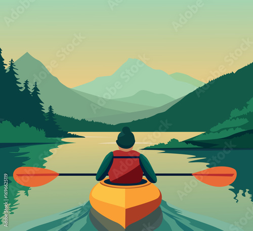 Rafting on the lake landscape design