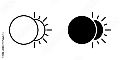 Solar eclipse Icon set. Symbol isolated white background. vector illustration. color editable.