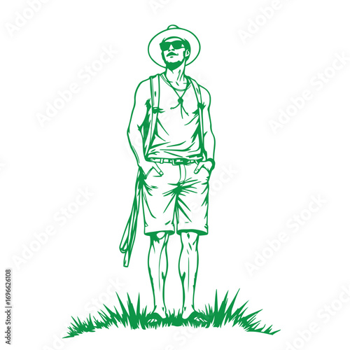 Tall man in summer outfit vector design concept illustration.