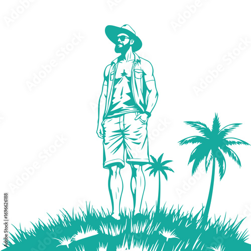 Tall man in summer outfit vector design concept illustration.