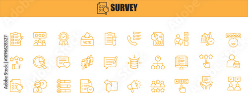 Survey Icons Collection – Yellow Line Style Data and Feedback Symbols